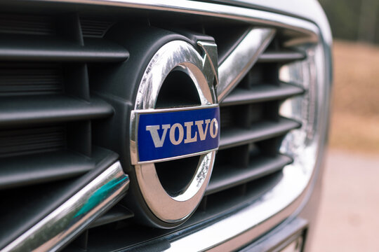 March 30, 2025. Minsk. Belarus. Volvo car. V50 marking. Camera movement. Close-up.