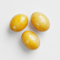 top view of Three potato on white isolate