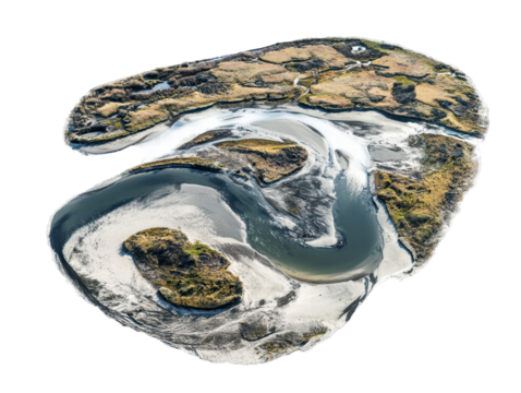 Isolated Aerial View of Coastal Estuary