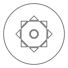 Symbol Rub el Hizb Islam Ramadan equilibrium of static dynamic Sacred geometry icon in circle round black color vector illustration image outline contour line thin style