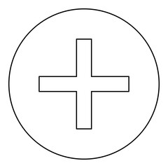 Fototapeta premium Greek Cross Crux quadrata christian crosses icon in circle round black color vector illustration image outline contour line thin style