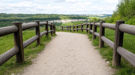 Fototapeta premium Scenic nature pathway along riverbank peaceful landscape outdoor photography lush environment serene viewpoint