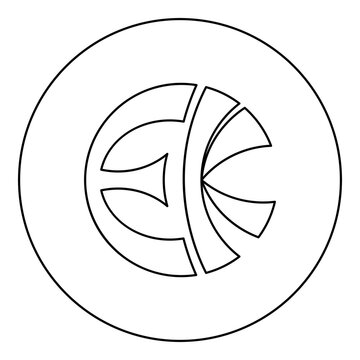 Symbol Eckankar religion EK icon in circle round black color vector illustration image outline contour line thin style