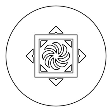 Armenian Arevakhach Neo paganism symbol sunny cross solar mythology Hetanism Armenian neo powder heathenism Eternity sign pumpkin icon in circle round black color vector illustration image outline 