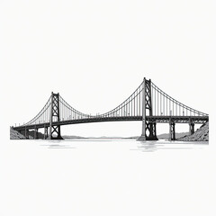 Fototapeta premium Elegant bridge spans tranquil waters under a clear sky at dusk