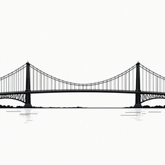 Obraz premium Elegant silhouette of a bridge spanning a tranquil river at twilight