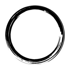 Circle drawn with ink. Grunge circle. The grunge frame contains stains, scratches, cracks, bumps and other elements that create a worn effect. Brush stroke.