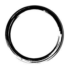 Circle drawn with ink. Grunge circle. The grunge frame contains stains, scratches, cracks, bumps and other elements that create a worn effect. Brush stroke.