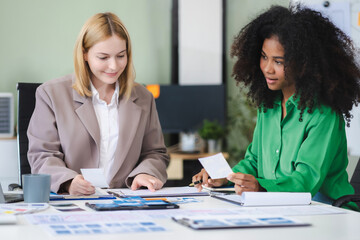 Fototapeta premium Designer brainstorming meeting concept design ideas at office.