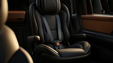 Safety features of modern car seats for children automotive interior product photography warm lighting close-up comfort