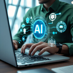 hand with laptop computer
