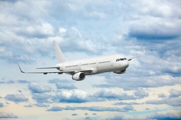 Passenger Aircraft Mid-air, Plain White Airplane