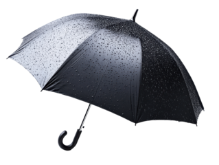 Isolated Black Umbrella with Water Droplets