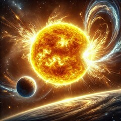 yellow star erupts in violent flares