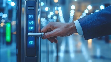 Businessman Accessing Digital Door Lock
