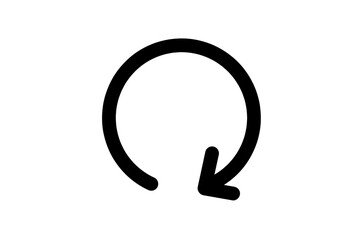 手書きの回転する矢印のシンプルアイコン　黒　ベクター