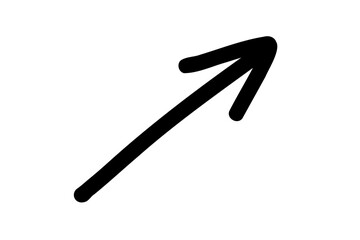 右肩上がりのシンプルな手書きの矢印 　ベクター　黒
