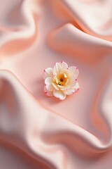 Lotus flower on silky peach fabric