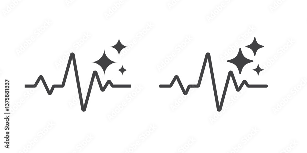 Aufkleber Set of AI Voice Generator icons. Sound wave with generate symbol. Line and silhouette icon. Icons for app user interface and web elements. Vector illustration. Editable stroke.