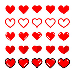 vector set love heart illustration