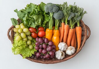 A basket of fresh vegetables and fruits