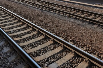 Naklejka premium Railway Tracks Close Up