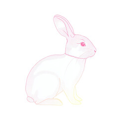 Minimalist rabbit outline with a soft pastel gradient, isolated on white background