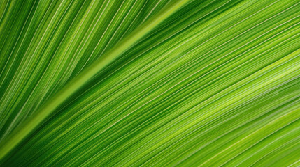 Vibrant green palm leaves create lush, tropical atmosphere, showcasing nature beauty and intricate patterns