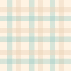 Seamless tartan plaid pattern in soft pastel beige and mint green. Classic checkered textile design for fabric, wallpaper, wrapping paper, and digital backgrounds.