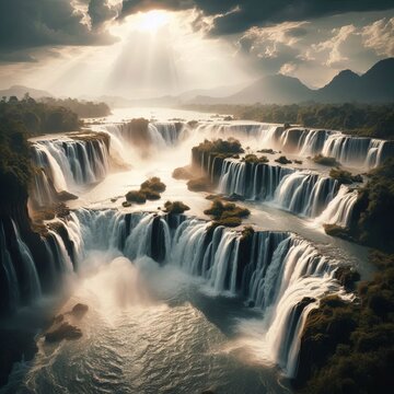 Expansive horizontal spread like Khone Falls