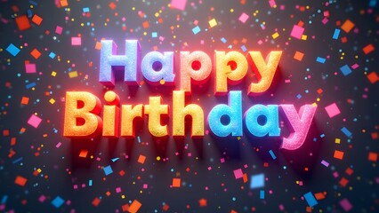 A colorful explosion of confetti with &lsquo;Happy Birthday&rsquo; in bold cheerful typography vibrant celebration theme