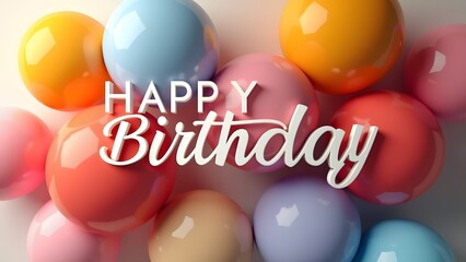 A modern geometric birthday design with abstract shapes and ‘Happy Birthday’ in a bold minimal font