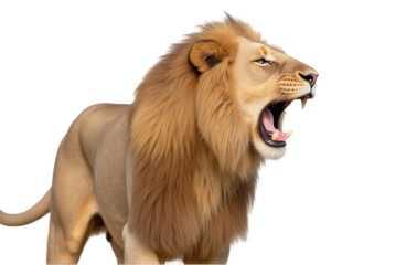 Obraz premium Roaring lion photography isolated background wildlife art sharp focus