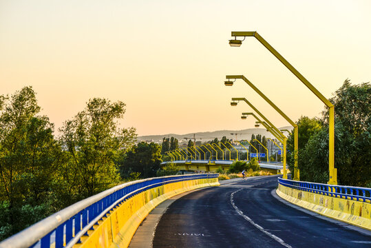 bridge Nordsteg, River Danube, Vienna, Austria