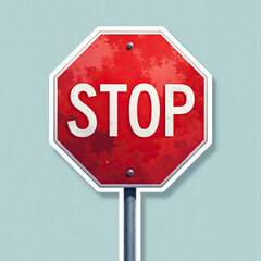 Obraz premium Stop sign stands prominently against a light blue background