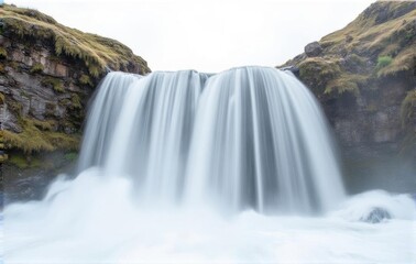 Fototapeta premium Slow motion waterfall photography captured in nature isolated background