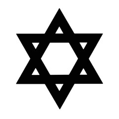 Obraz premium Black hexagram star silhouette on white background, symbolic representation
