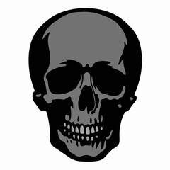 Black and white skull silhouette design on white background, symbolism
