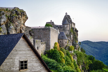 river Danube, ruin Aggstein, Wachau, Lower Austria, Austria