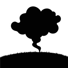 Thunderstorm silhouette over prairie landscape, natural phenomena