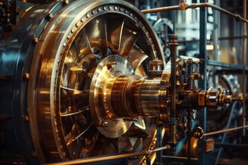 Fototapeta premium Precision engineering showcased in a steam turbine