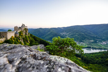 river Danube, ruin Aggstein, Wachau, Lower Austria, Austria