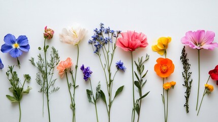 Vibrant Spring Flowers Colorful Floral Arrangement Blooming Botanical Beauty Nature Photography White Background Fresh Flowers Delicate Petals Garden Flowers Floral Design Summer Flowers Pretty       
