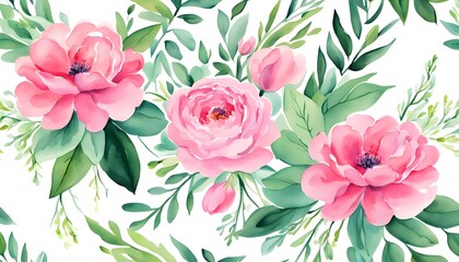 Pink Peony Watercolor Floral Illustration, Elegant Hand-Painted Peony Flowers Artwork, Romantic Botanical Watercolor Peony Blooms
