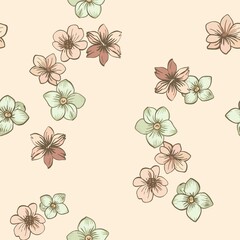 Fototapeta premium Fun seamless pattern of isolated illustrations in modern style. Digital illustration for wrapping paper, wallpaper, scrapbooking, advertising and branding.