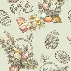 Fun seamless pattern of isolated illustrations in modern style. Digital illustration for wrapping paper, wallpaper, scrapbooking, advertising and branding.