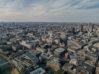 Fototapeta premium St Paul's aerial view drone shot London UK