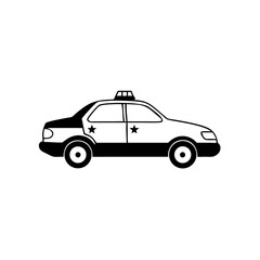 Fototapeta premium Police car side view in black and white outline style