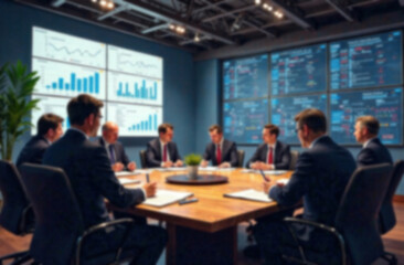 Business team discussing strategies in a modern boardroom  