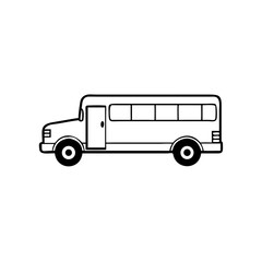 School bus side view in outline icon